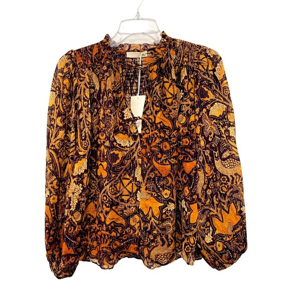 Ulla Johnson Ida Metallic Blouse Floral Size 6 NWT - Picture 5 of 11